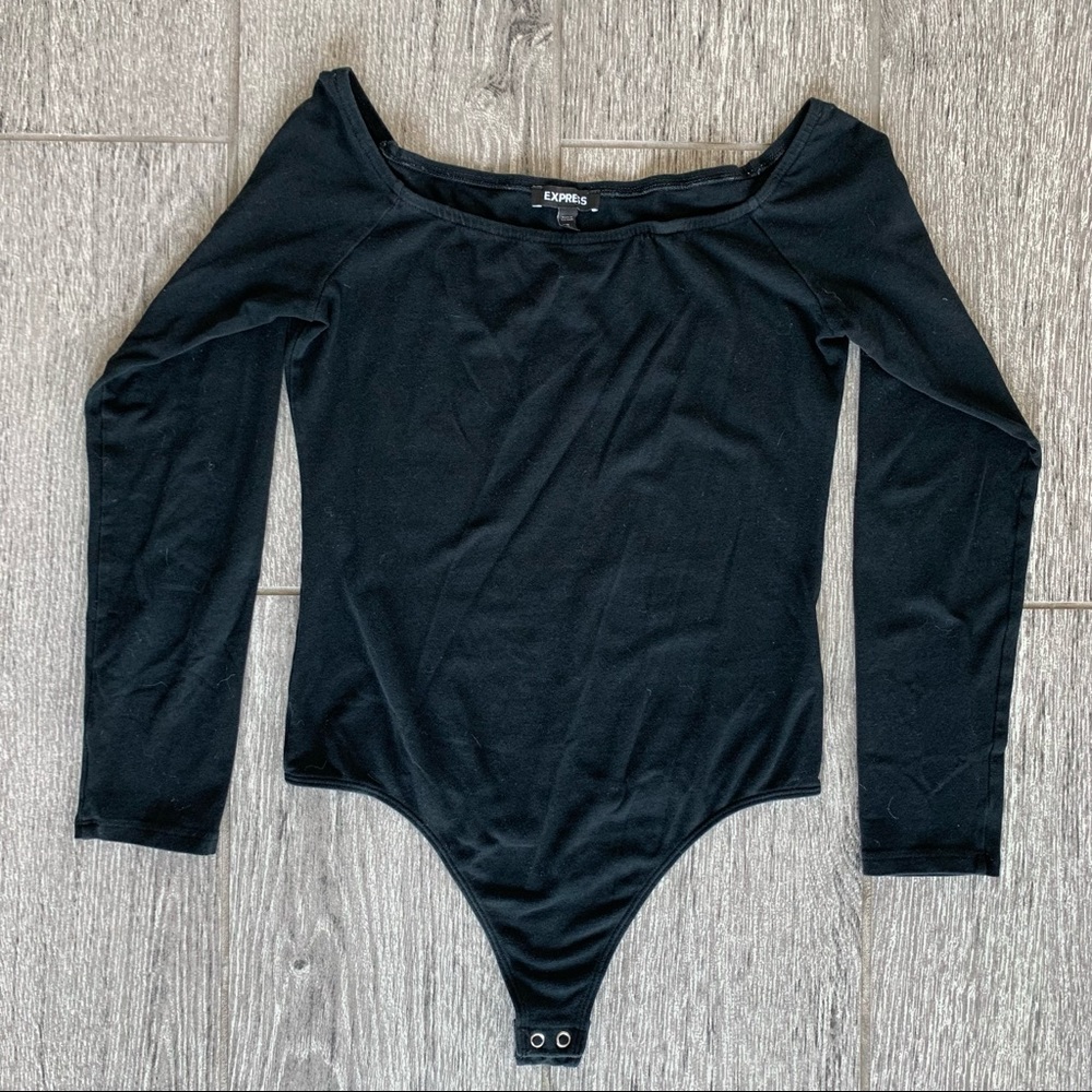 Express Black Off the Shoulder Black Bodysuit Size Medium